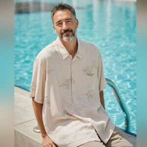 Luau - Limited Edition 60% Silk & 40% Cotton, Floral Design, Pocket, XL,